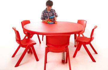 Circle Polyethylene Table and 6 of the 30cm Chairs