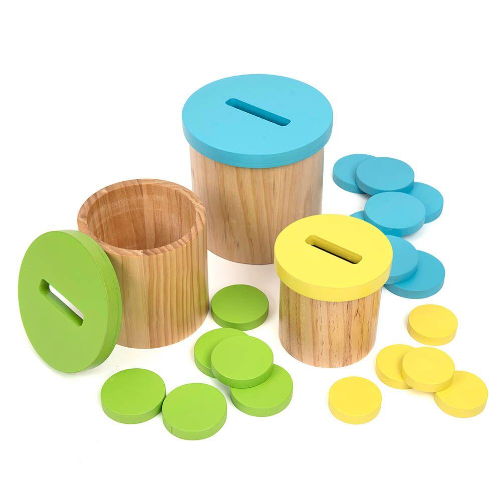 Colour Matching Posting Pots Wooden Discs